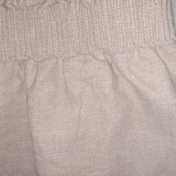 J Crew Sparkly Cream & Gold Elastic Waist Linen Blend Mini Skirt size 12 - Picture 7 of 8